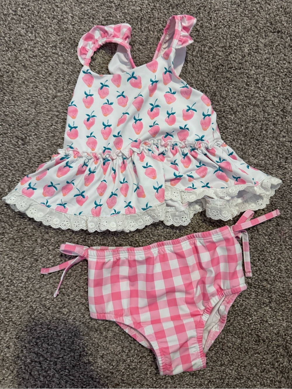 Smocked Sweets Pink Strawberry Two-Piece Toddler Bikini
